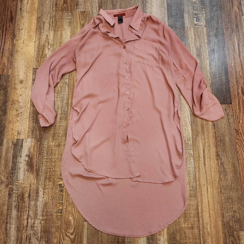 BKE Red Long Button Down Shirt - Picture 1 of 5
